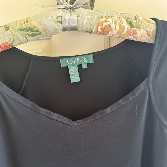 RALPH LAUREN BLACK V-NECK/JEWEL NECKLINE TOP-1X/EUC - Picture 5 of 6